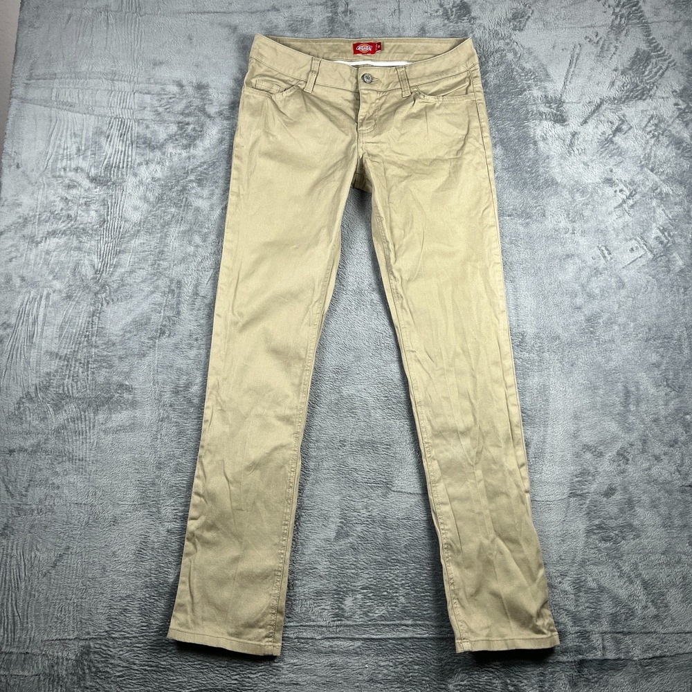 Dickies Khakis Pants Womens 13 Beige Stretch Casual Low Rise Straight Leg Preppy